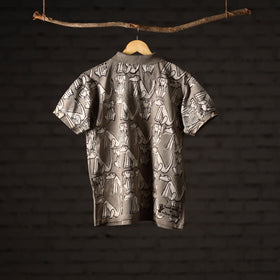 Bindaas Natural Dyed Art Block Print Unisex Polo Collar T-shirt