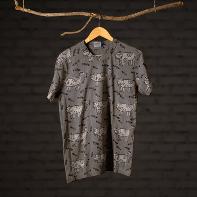 Buy Block Art Prints Natural Dyed Cotton Unisex Round Neck T-shirt Online at iTokri.com