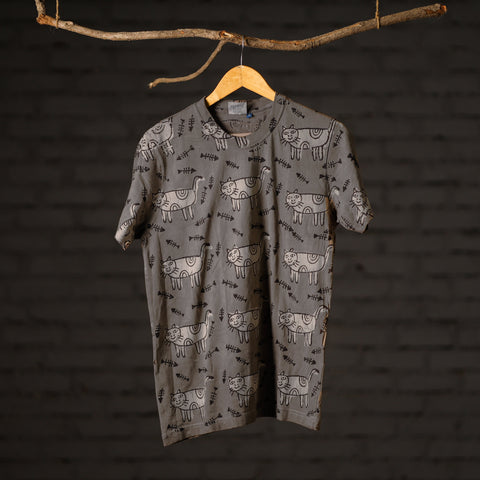 Buy Block Art Prints Natural Dyed Cotton Unisex Round Neck T-shirt Online at iTokri.com