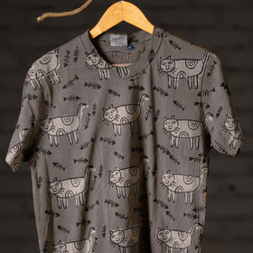 Buy Block Art Prints Natural Dyed Cotton Unisex Round Neck T-shirt Online at iTokri.com