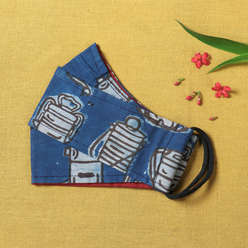  Bindaas Block Printed Cotton 3 Layer Snug Fit Face Cover 