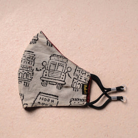  Bindass Block Printed Cotton 3 Layer Snug Fit Face Cover 