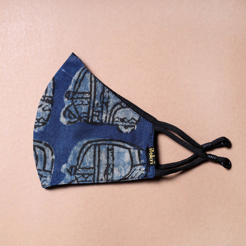  Bindass Block Printed Cotton 3 Layer Snug Fit Face Cover 