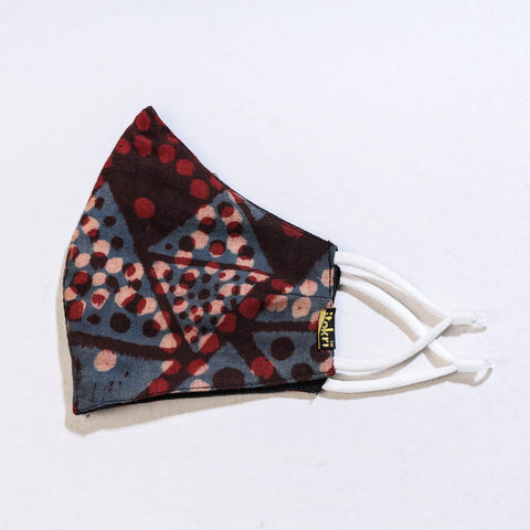  Bindass Block Printed Cotton 3 Layer Snug Fit Face Cover 