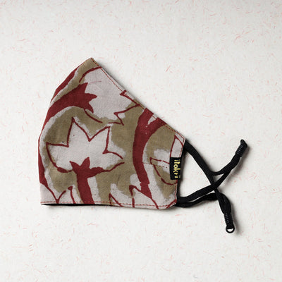   Bindaas Block Printed Cotton Snug Fit Face Cover 