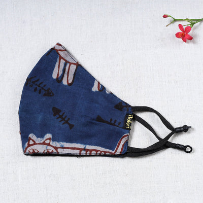   Bindaas Block Printed Cotton Snug Fit Face Cover 