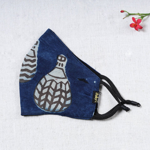   Bindaas Block Printed Cotton Snug Fit Face Cover 