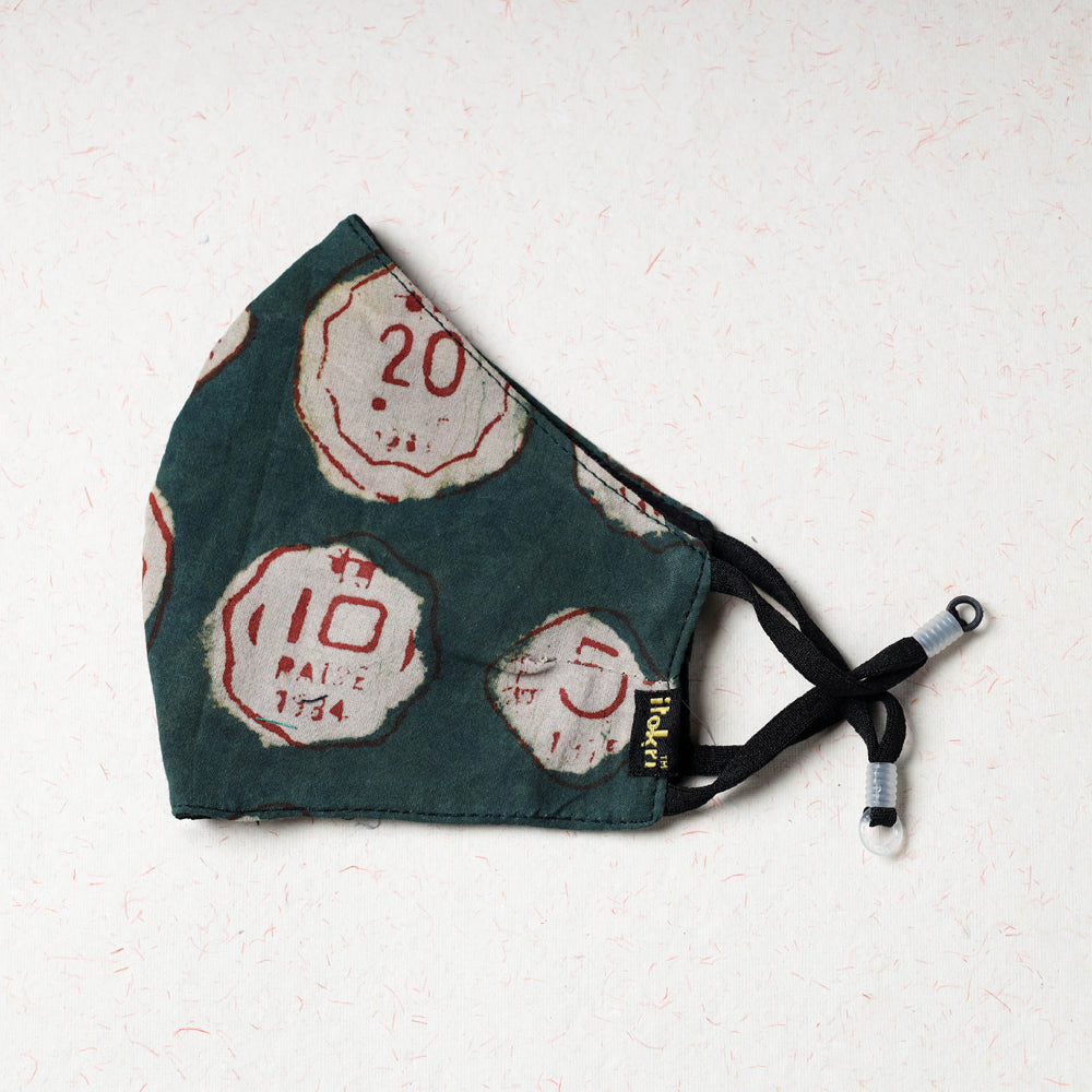   Bindaas Block Printed Cotton Snug Fit Face Cover 