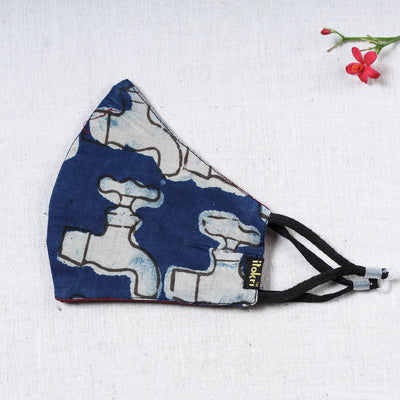   Bindaas Block Printed Cotton Snug Fit Face Cover 