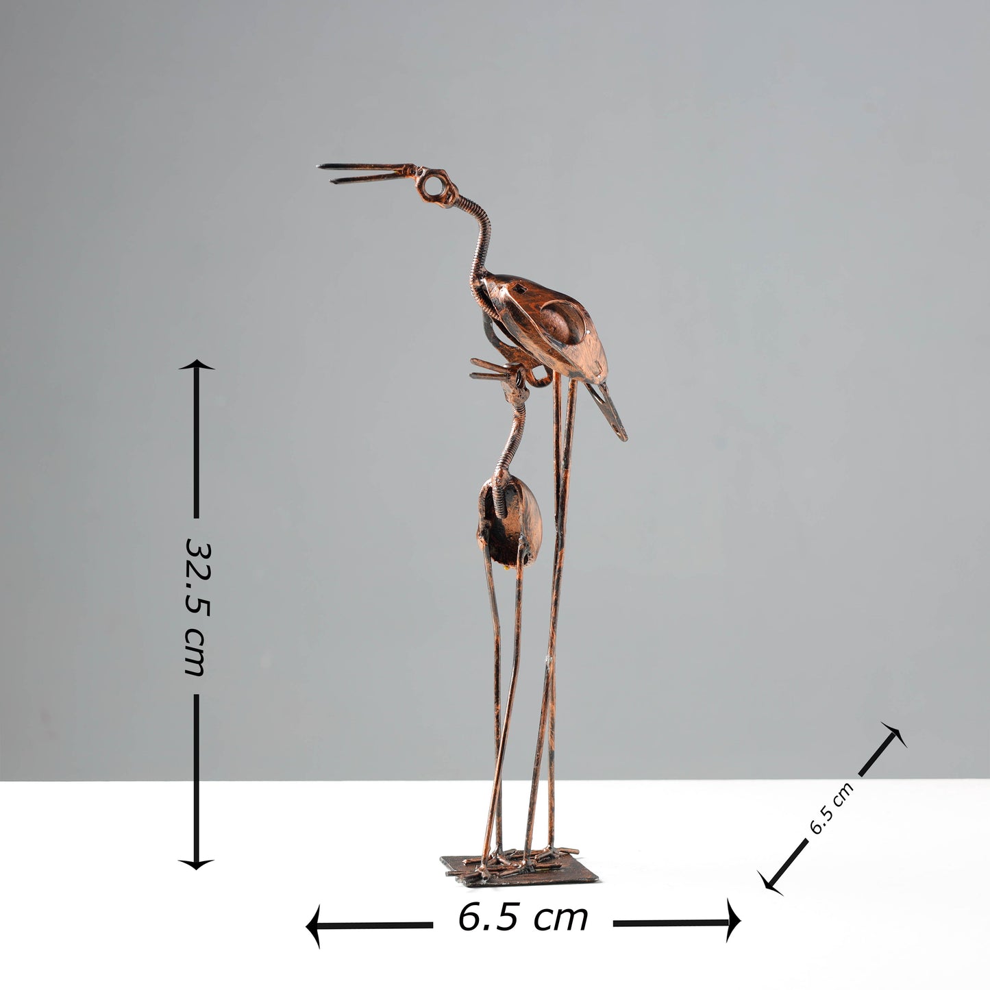  Bird Crane Mother & Child - Handmade Recycled Metal Sculpture by Debabrata Ruidas 