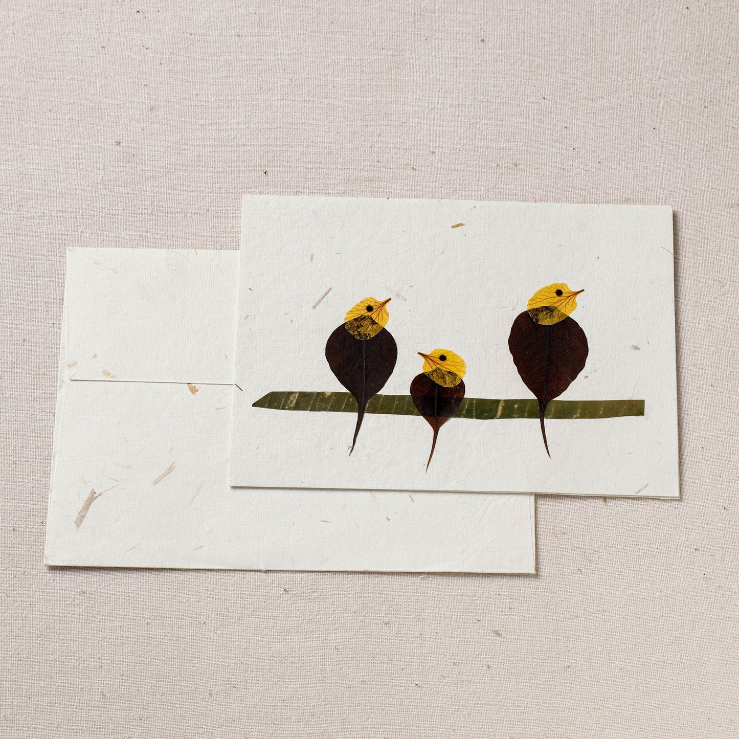 Bird Family - Flower Art Handmade Paper Greeting Card