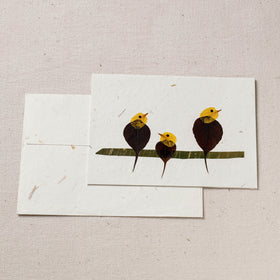 Bird Family - Flower Art Handmade Paper Greeting Card