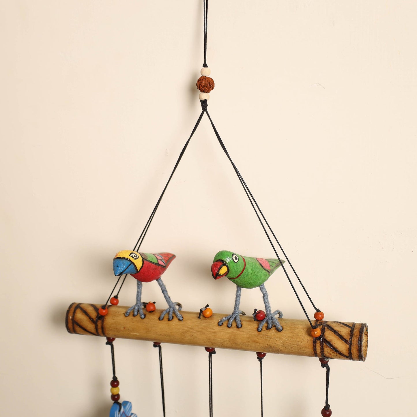 Bird - hand-carved wooden home decor hanging 01