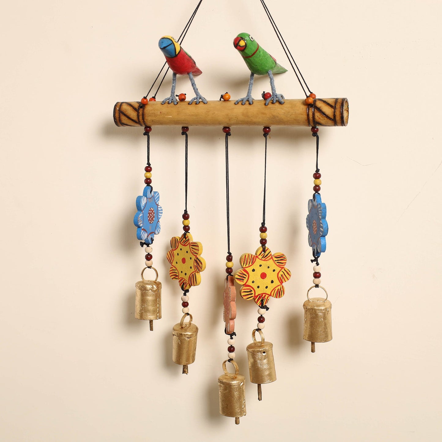 Bird - hand-carved wooden home decor hanging 01