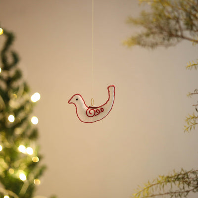 Shop Bird - Handmade Threadwork Stuffed Christmas Ornament