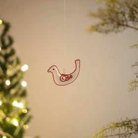 Shop Bird - Handmade Threadwork Stuffed Christmas Ornament