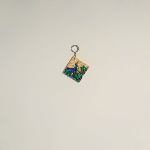Bird - handpainted clay art keychain 22 - handcrafted