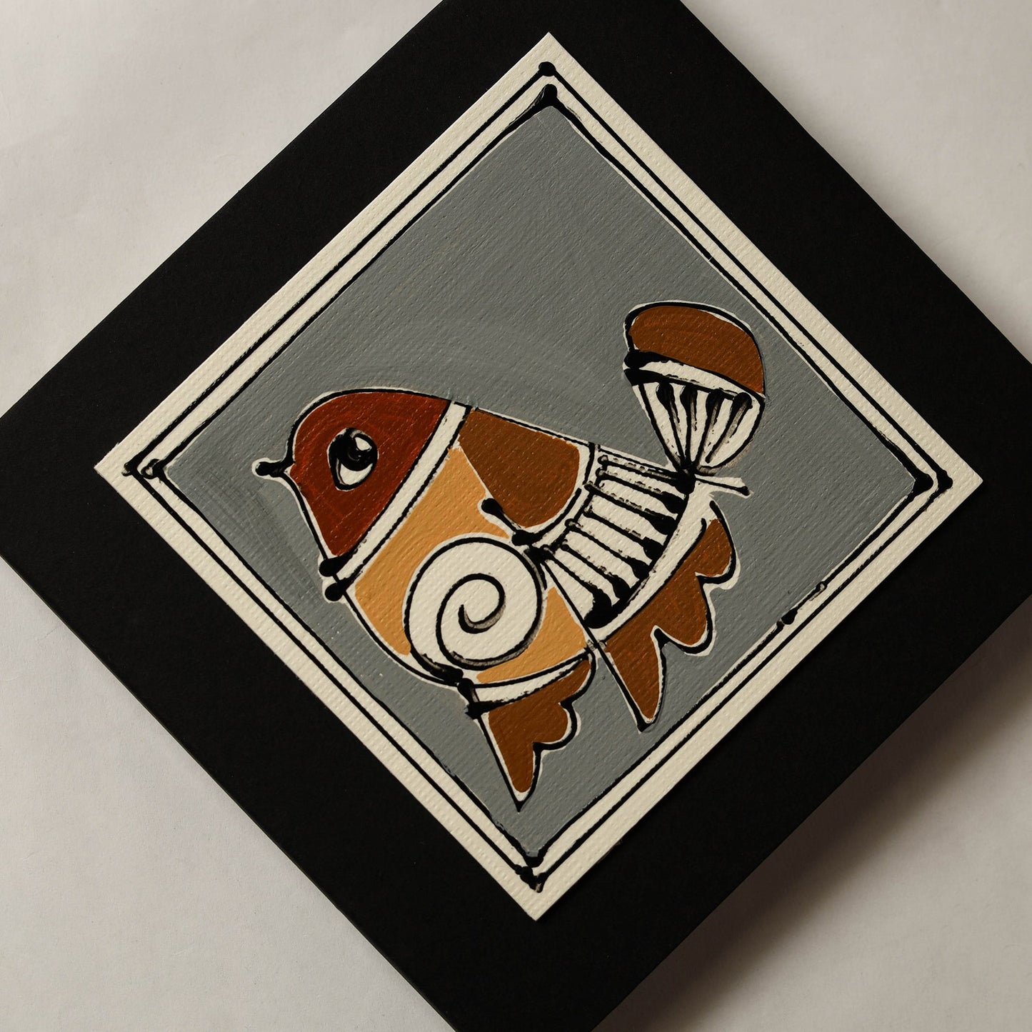 Bird - handpainted handmade paper diary 13 - handcrafted