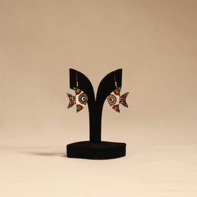 Bishnupur handpainted fish shape terracotta earrings 154
