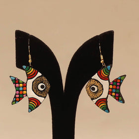 Bishnupur handpainted fish shape terracotta earrings 154