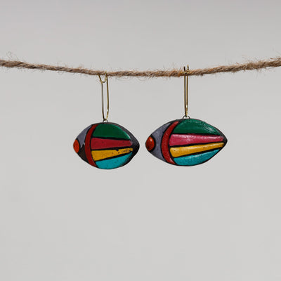  Bishnupur Handpainted Terracotta Earrings 