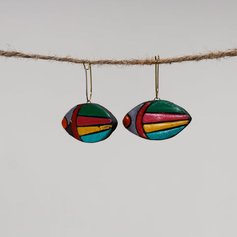  Bishnupur Handpainted Terracotta Earrings 