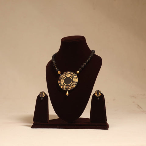 Bishnupur handpainted terracotta necklace set 03