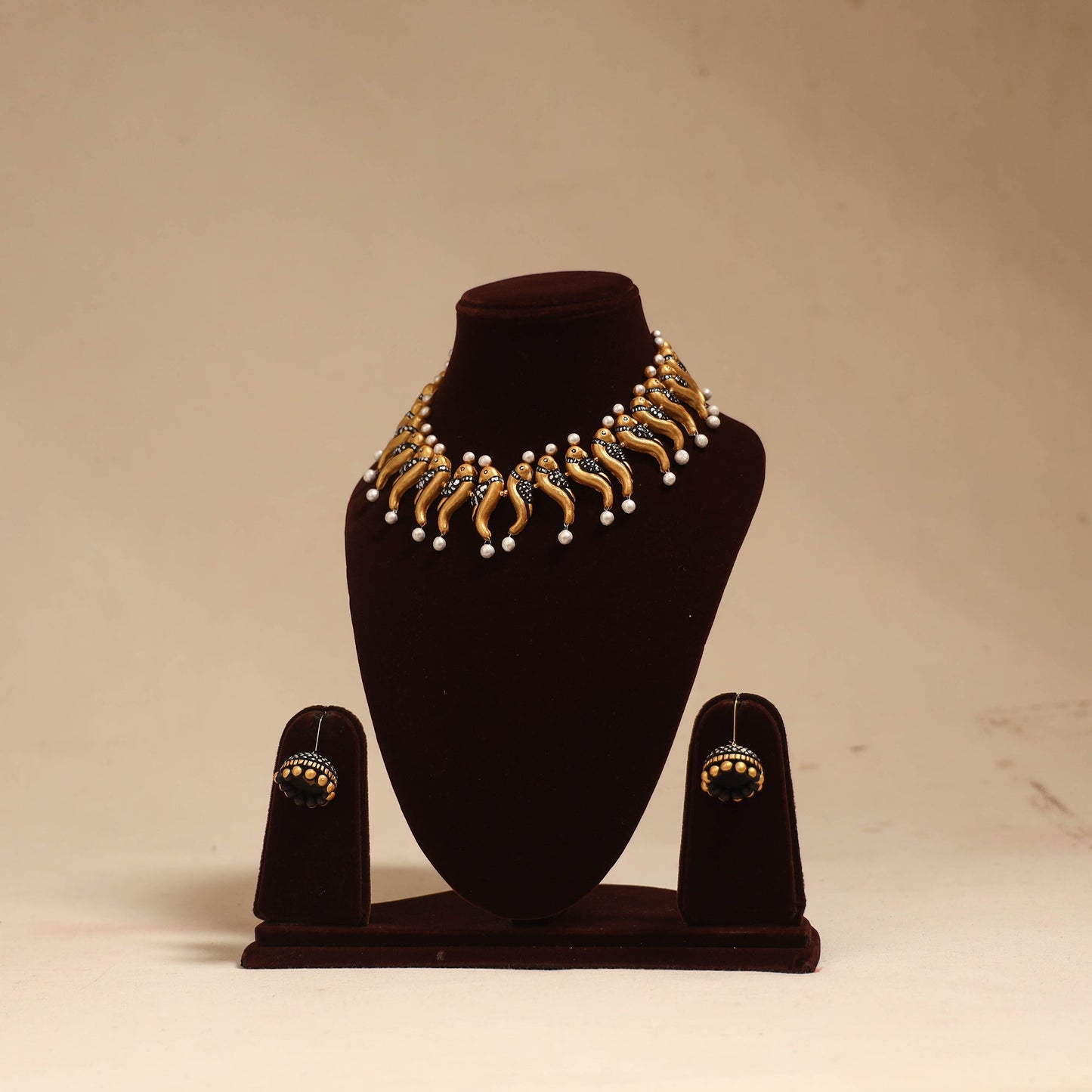 Bishnupur handpainted terracotta necklace set 04