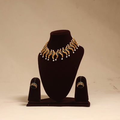 Bishnupur handpainted terracotta necklace set 04