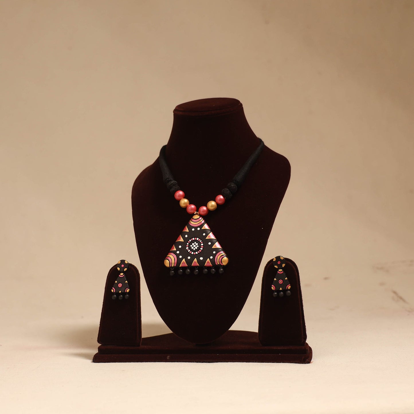 Bishnupur handpainted terracotta necklace set 05