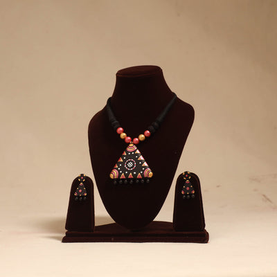 Bishnupur handpainted terracotta necklace set 05