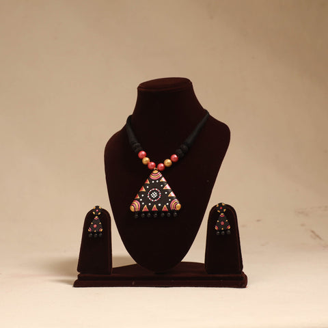 Bishnupur handpainted terracotta necklace set 05