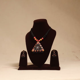 Bishnupur handpainted terracotta necklace set 05