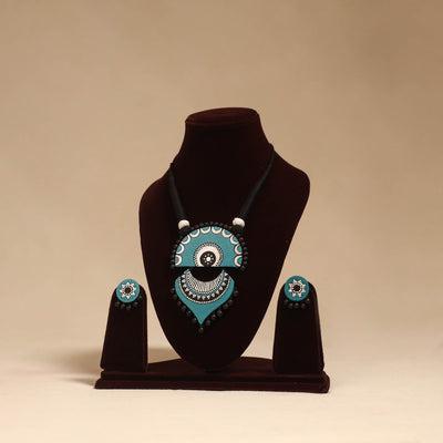Bishnupur handpainted terracotta necklace set 09