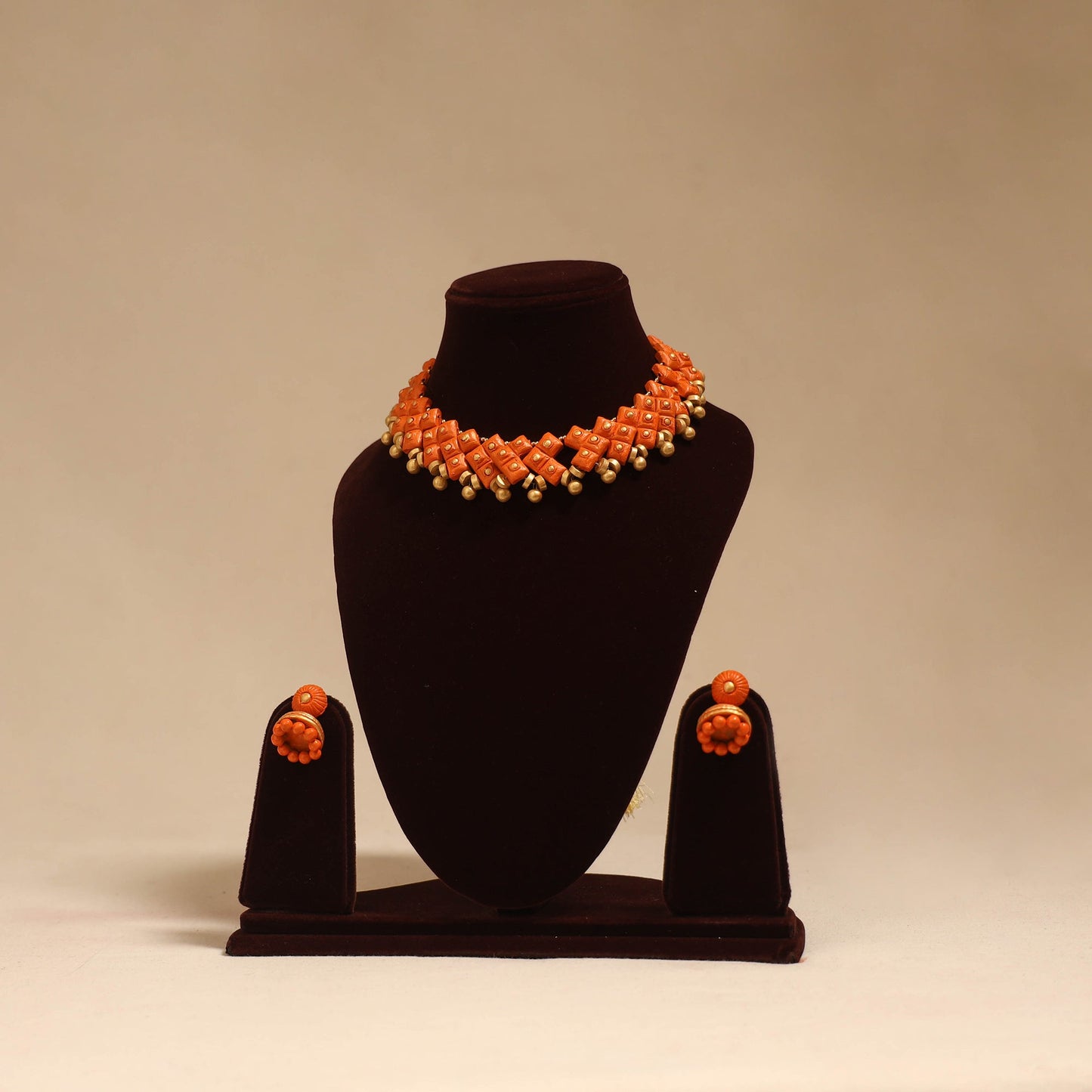Bishnupur handpainted terracotta necklace set 12