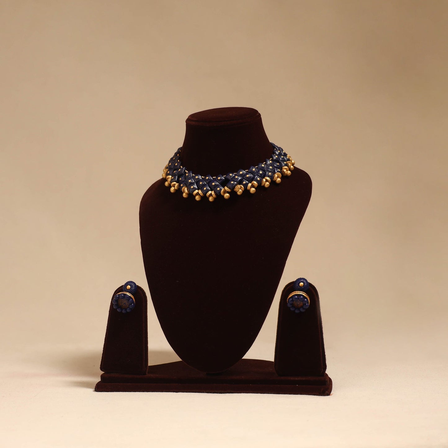 Bishnupur handpainted terracotta necklace set 13