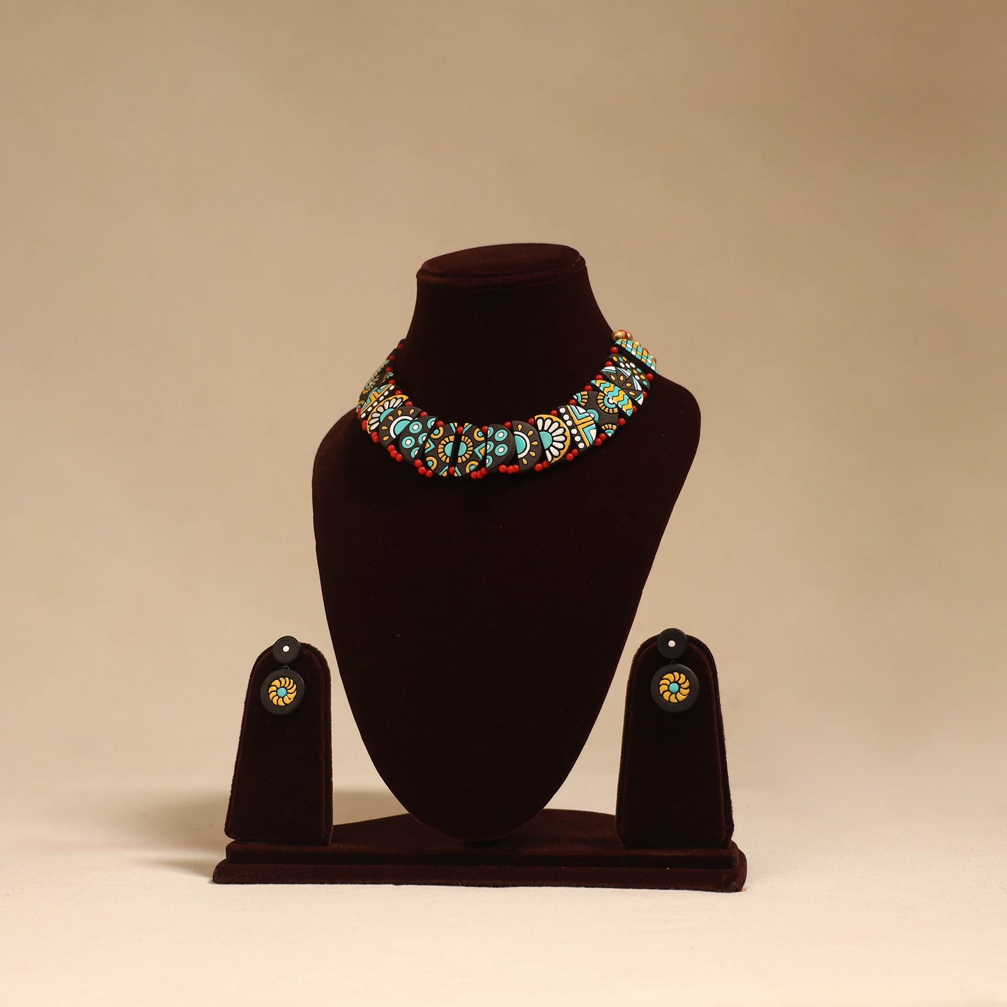 Bishnupur handpainted terracotta necklace set 16