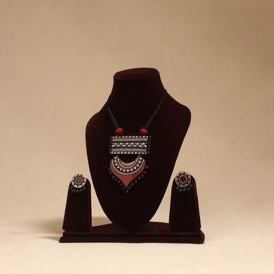 Bishnupur handpainted terracotta necklace set 22