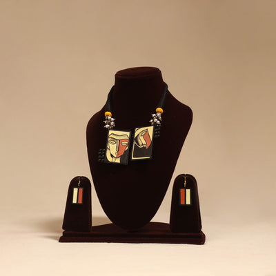 Bishnupur handpainted terracotta necklace set 30