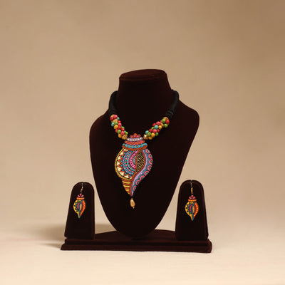 Bishnupur handpainted terracotta necklace set 32