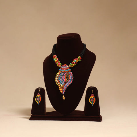 Bishnupur handpainted terracotta necklace set 32