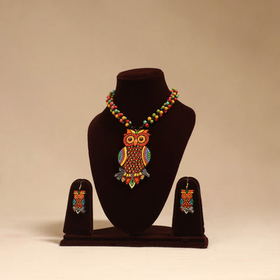 Bishnupur handpainted terracotta necklace set 33