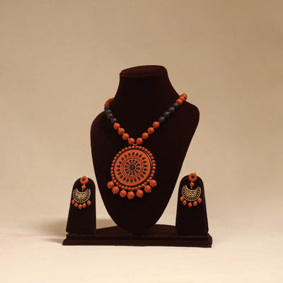 Bishnupur handpainted terracotta necklace set 39