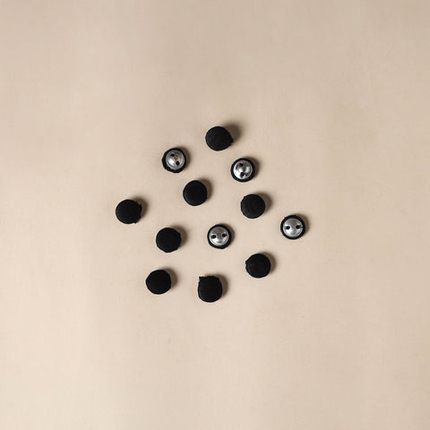 Black Handmade Fabric Button Set Small at iTokri