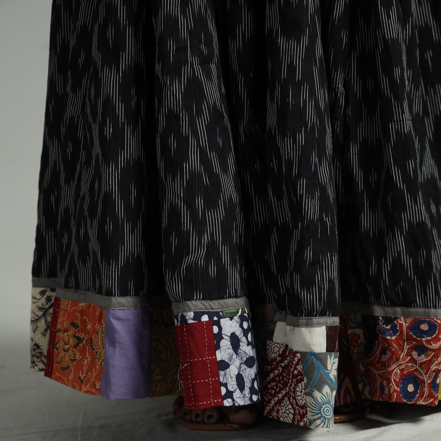 Black - 24 kali cotton pochampally ikat skirt 05