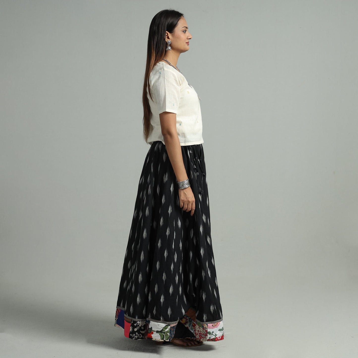 Black - 24 kali cotton pochampally ikat skirt 06