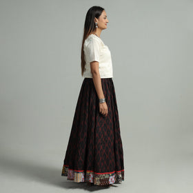 Black - 24 kali cotton pochampally ikat skirt 15