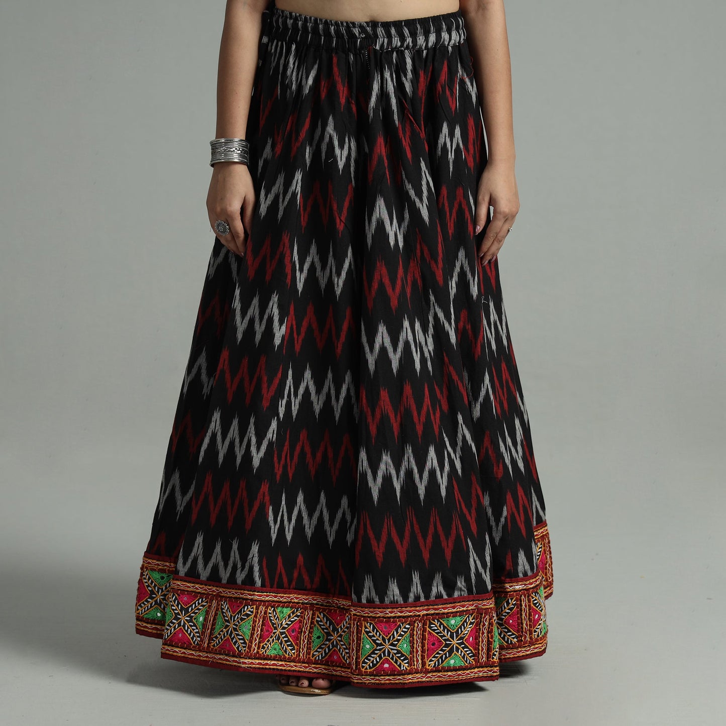 Black - 24 kali cotton pochampally ikat skirt 30