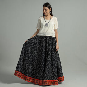 Black - 24 kali cotton pochampally ikat skirt 34