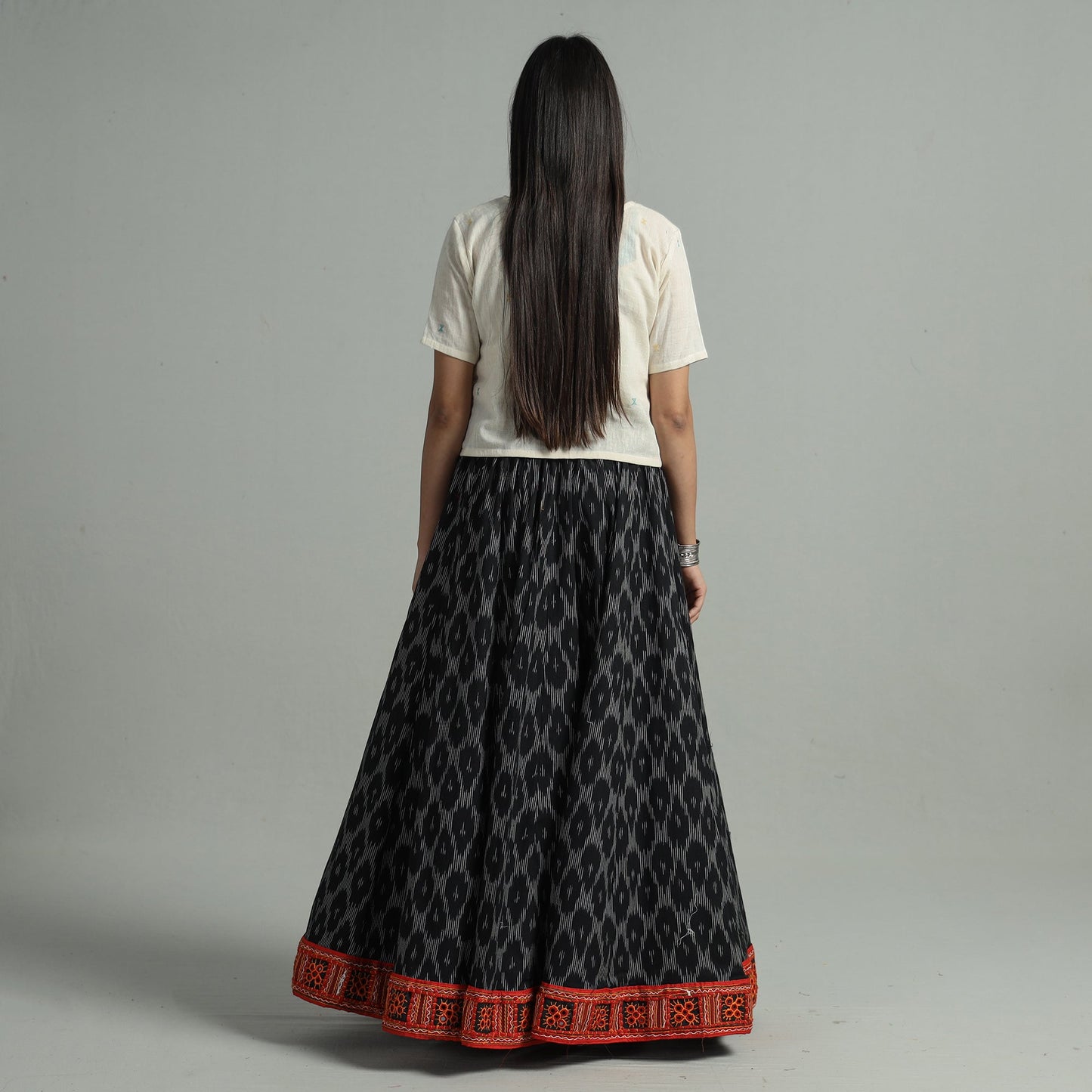 Black - 24 kali cotton pochampally ikat skirt 34